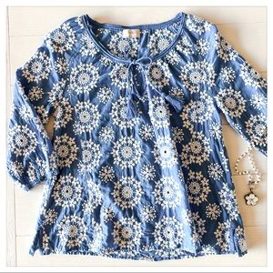 London Wrap Eyelet Peasant Top